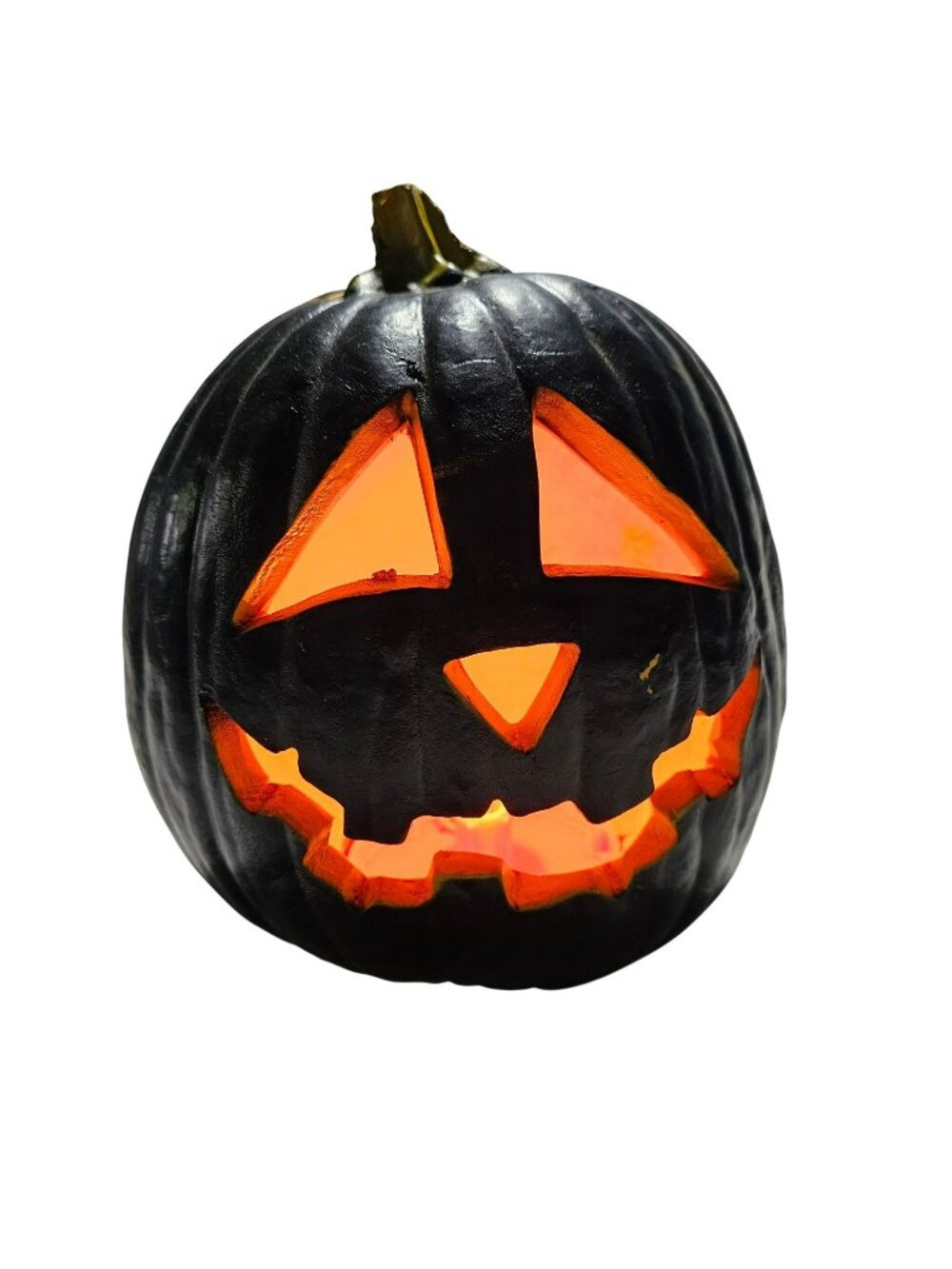 Trendmaster 1993 Black Light-Up Jack-O-Lantern 9" Foam Blow Mold Pumpkin